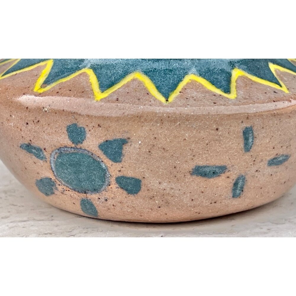 Handmade Native American Style Ceramic Pot With Symbols & Zigzag Design - Picture 4 of 7